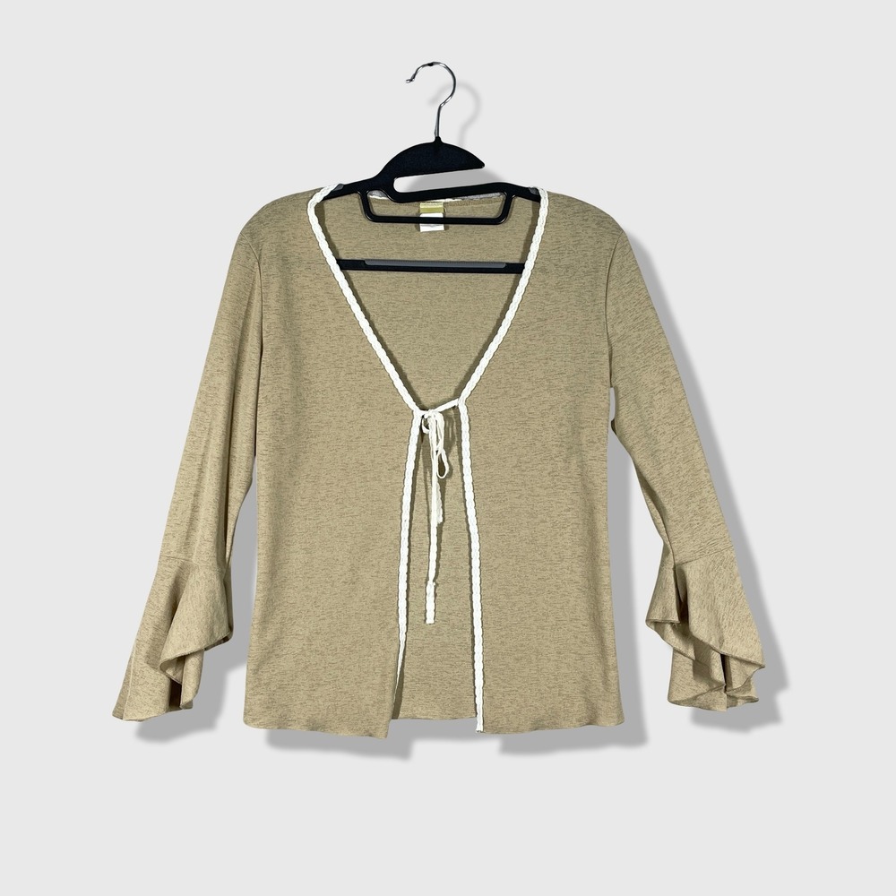 Closet Tie Front Cardigan Top Women Medium Tan Coquette Y2K Fairycore